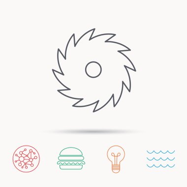 Daire testere simgesi. Kesme disk işareti.