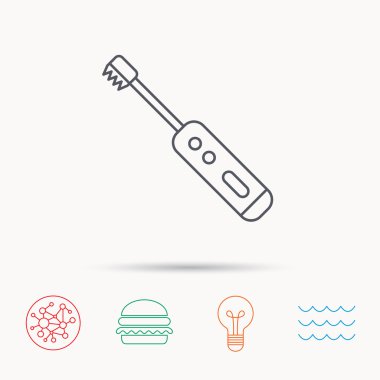 Elektrikli diş fırçası simgesi. Diş işareti Temizleme.