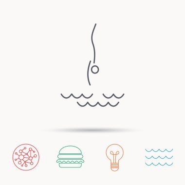 Dalış simgesi. Su işareti atlama.