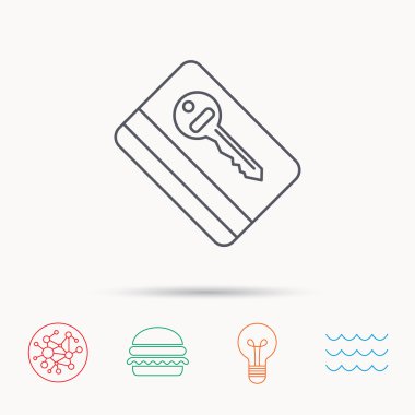 Elektronik anahtar simgesi. Otel odası kart işareti.