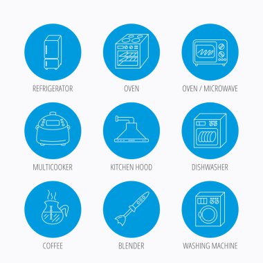 Mikrodalga fırın, çamaşır makinesi ve blender.