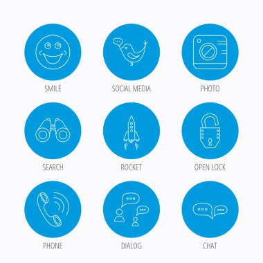 Çağrı telefon, konuşma balonu ve fotoğraf simgeler sohbet.