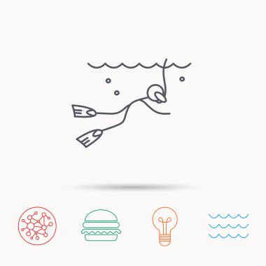 Dalış simgesi. Sualtı tüp işaretiyle Yüzme.