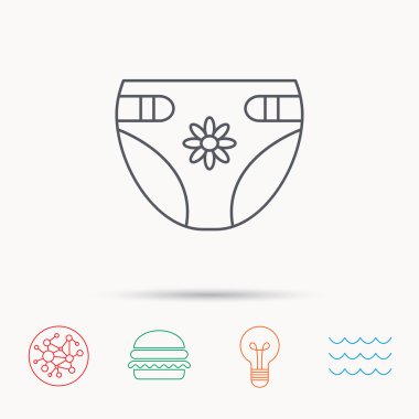 Çiçek simgesi ile bebek bezi. Çocuk iç çamaşırı işareti.