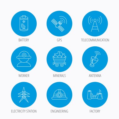 İşçi, mineraller ve mühendislik dümen simgeleri.