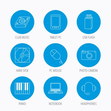 Tablet PC, Usb birden parlamak ve dizüstü dizüstü bilgisayar simgeleri.