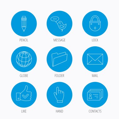 Kalem, el ve dünya küre simge basın.