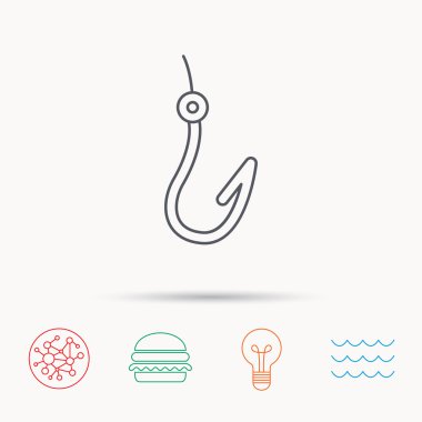 Balıkçılık kanca simgesi. Balıkçı ekipman işareti.