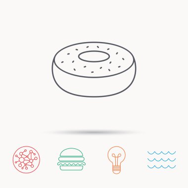 Donut kutsal kişilerin resmi. Tatlı çörek işareti.