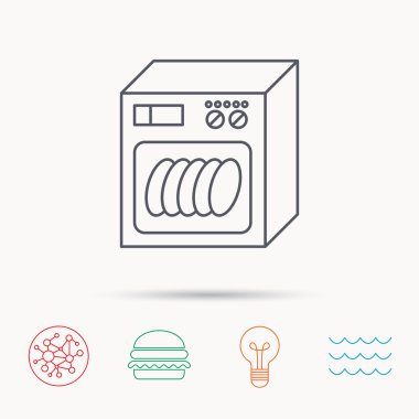 Bulaşık makinesi simgesi. Mutfak aletleri işareti.