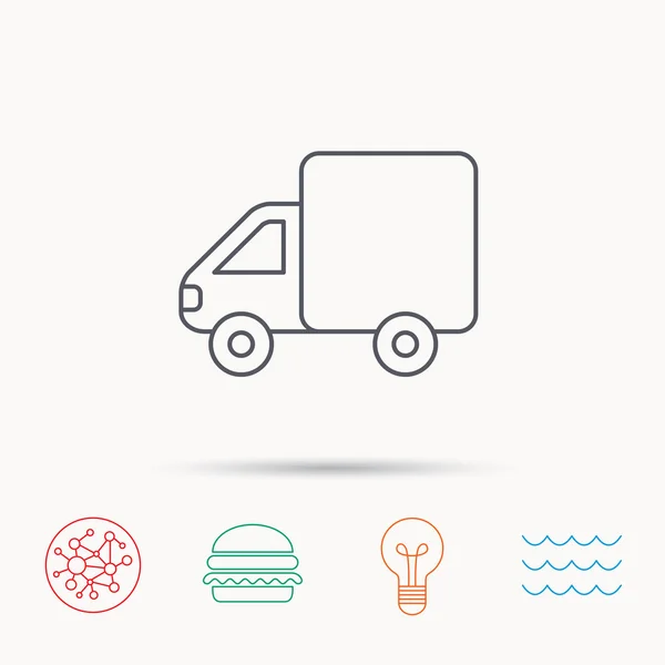 Teslimat kamyonu simgesi. Ulaşım araba işareti.