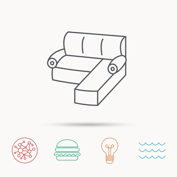 Corner sofa icon. Comfortable couch sign. — Stock Vector