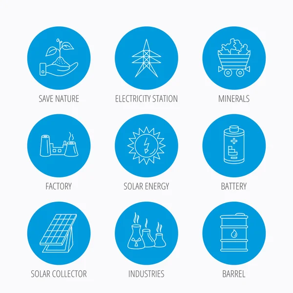 Güneş enerjisi sistemleri enerji, pil ve petrol varil.