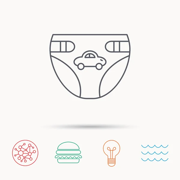 Windel mit Auto-Symbol. Unterwäsche für Kinder. — Stockvektor