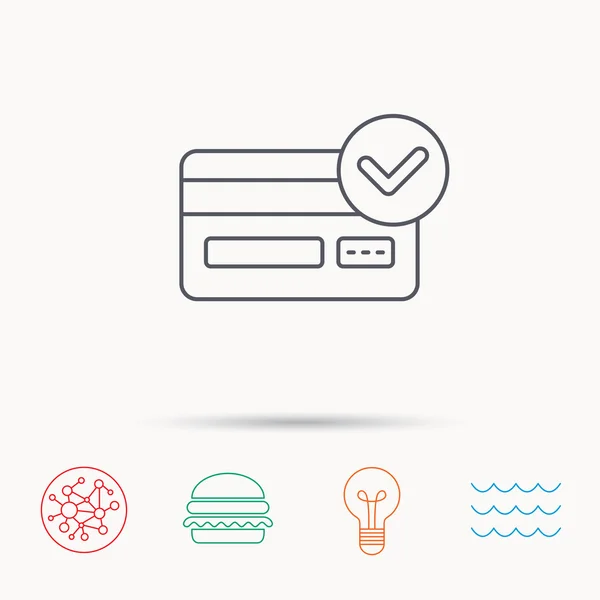 Godkända kreditkort ikon. Shopping tecken. — Stock vektor