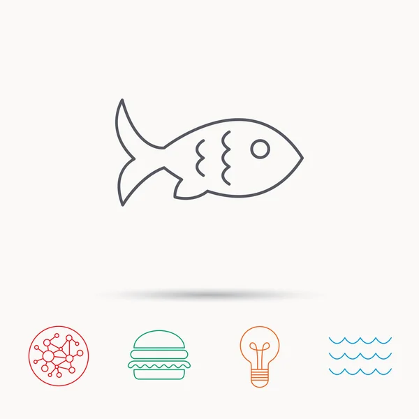Ψάρια εικονίδιο. Θαλασσινά σημάδι. Σύμβολο χορτοφάγους τροφίμων. — Διανυσματικό Αρχείο