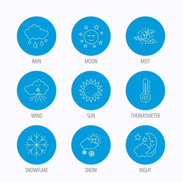 Ícones do tempo, sol e chuva. Noite da lua . — Vetor de Stock