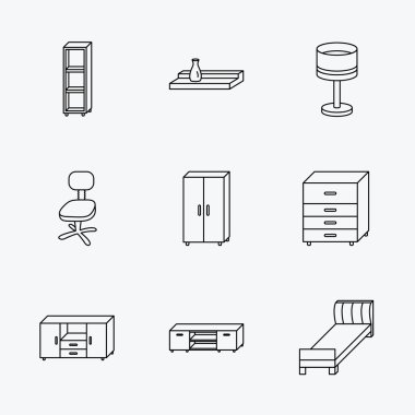 Tek Kişilik Yatak, Tv tablo ve raf simgeler.