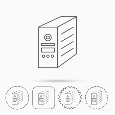 Bilgisayar sunucu simgesi. PC servis talebi veya kule işareti.