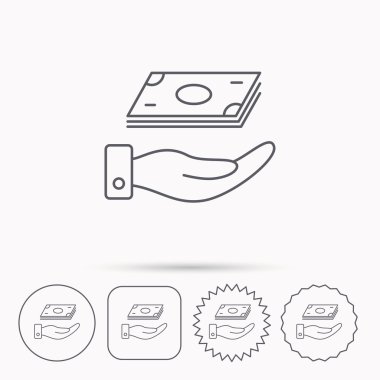 Para simge kaydetmek. El nakit işareti ile.