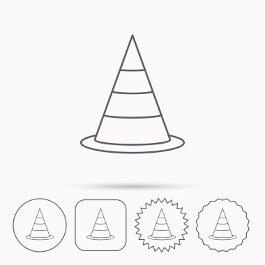 Trafik koni simgesi. Yol uyarı işareti.