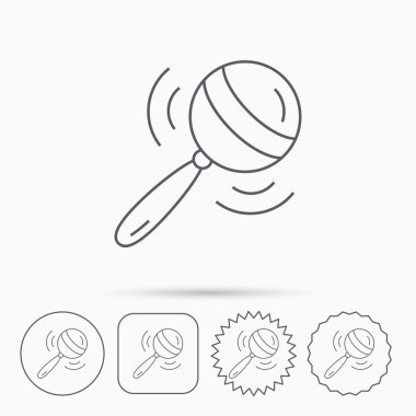 Bebek çıngırağı simgesi. Yürümeye başlayan çocuk oyuncak işareti.