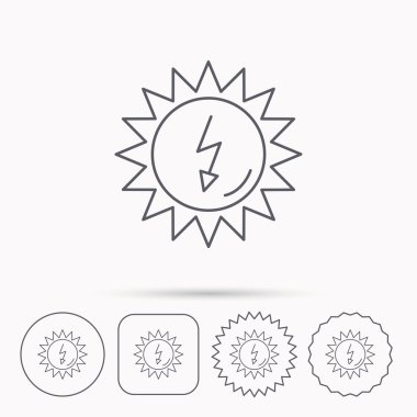 Güneş enerjisi simgesi. Ekolojik kaynakları işaret.