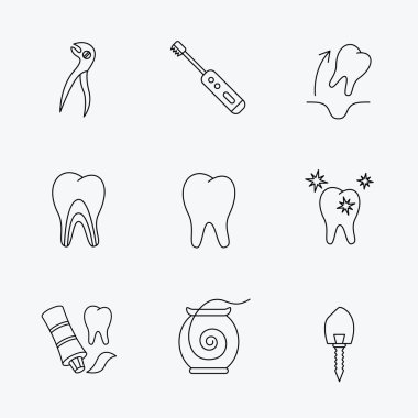 Diş çekimi, elektrikli diş fırçası simgeler.