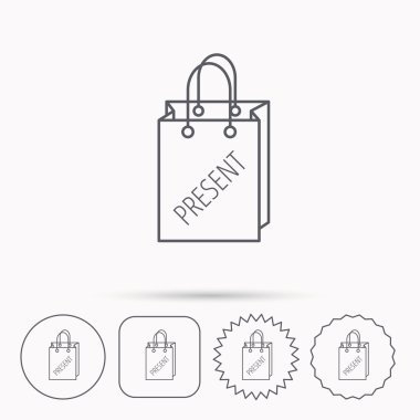 Mevcut alışveriş çantası simgesi. Hediyelik çanta işareti.