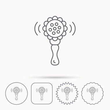 Bebek çıngırağı simgesi. Yürümeye başlayan çocuk oyuncak işareti.