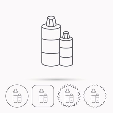 Şampuan şişeleri simgesi. Sıvı sabun işareti.