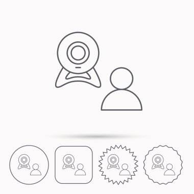 Görüntülü sohbet simgesi. Webcam sohbet işareti.