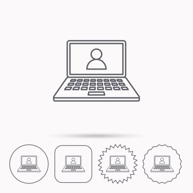 Webinar simgesi. Sohbet video işareti.