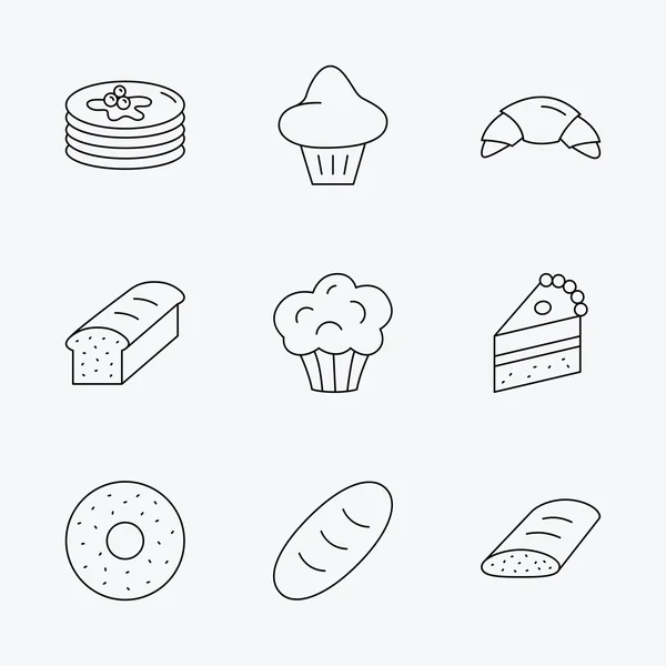 Croissant, cake and bread icons. Muffin. — Stock Vector