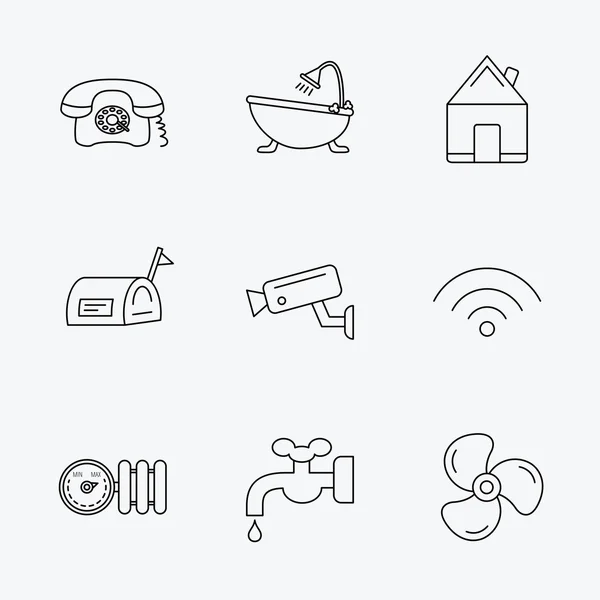 Wifi, cámara y buzón de correo . — Vector de stock