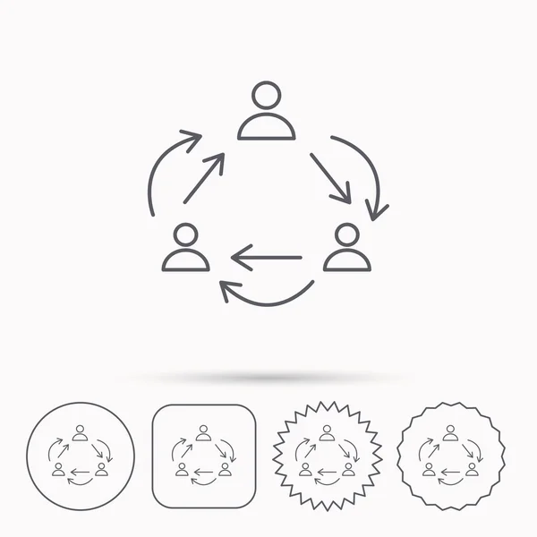 Ícone do trabalho em equipa. Sinal do processo de trabalho do escritório . — Vetor de Stock