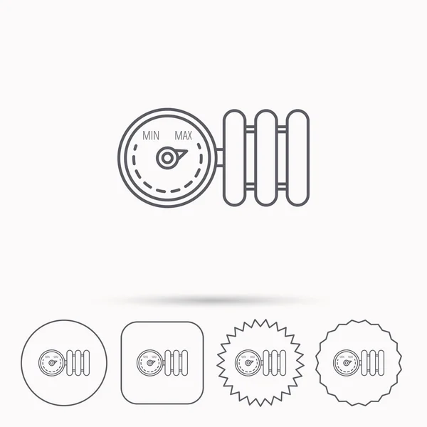 Radiator met regelgever pictogram. Kachel teken. — Stockvector