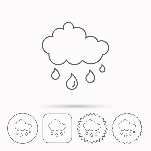 Icono de lluvia. Gotas de agua y señal de nube . — Vector de stock