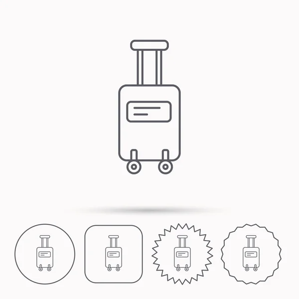 Koffer mit Rädersymbol. Reisegepäckzeichen. — Stockvektor