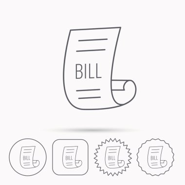 Bill simgesi. Belge işareti ödemek.