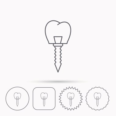 Dental implant simgesi. Ağız protez işareti.