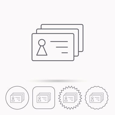 İlgili kişi kartları simgesi. Kimlik rozetleri işareti.