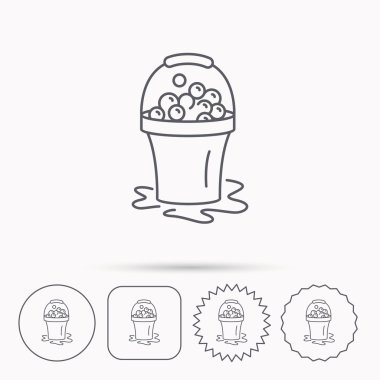 Sabunlu temizlik simgesi. Köpük ve kabarcık ile kova