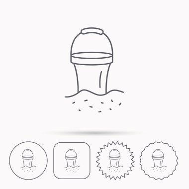 Kova simgesi. Çöp kutusu işareti. Bahçe ekipmanları.