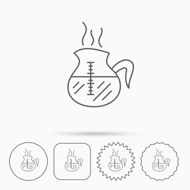 Kahve su ısıtıcısı simgesi. Sıcak bir içecek pot işareti.