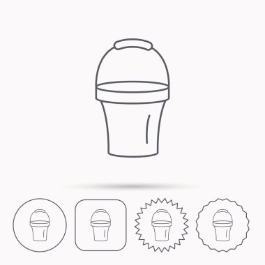 Kova simgesi. Çöp kutusu işareti. Bahçe ekipmanları.