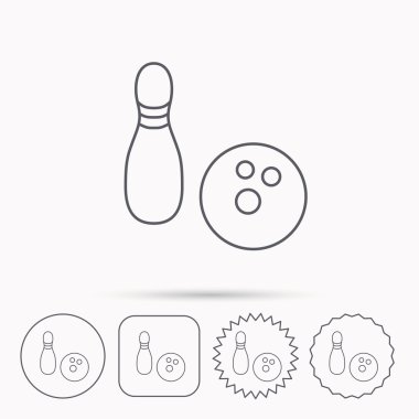 Bowling simgesi. Skittle veya PIN topu işareti ile.