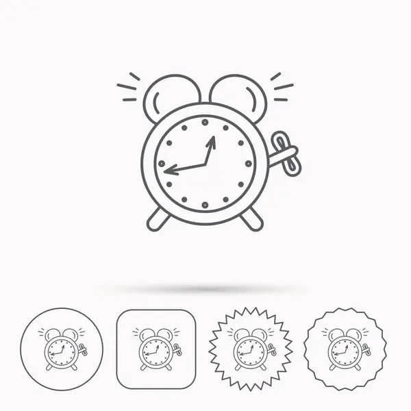 Icono del reloj despertador. Señal de tiempo retro mecánico . — Vector de stock