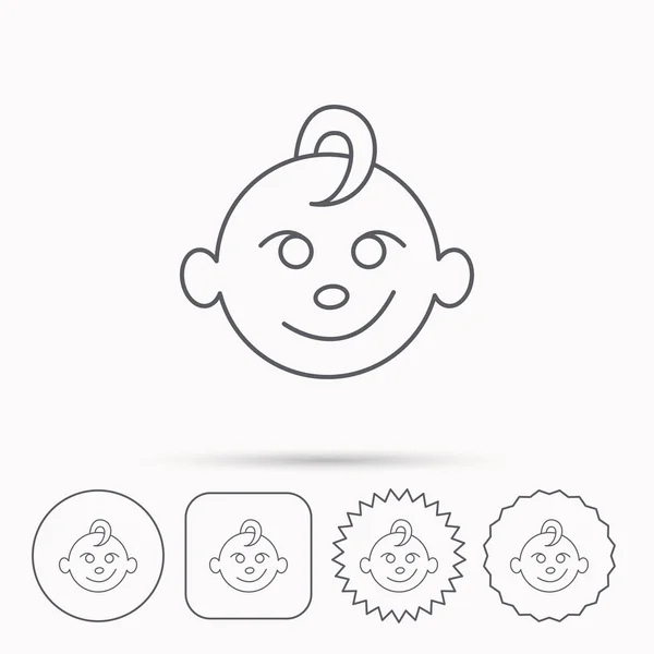 Bébé garçon visage icône. Enfant avec signe sourire . — Image vectorielle
