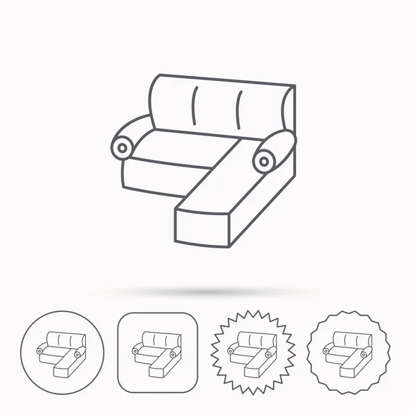 Ecksofa-Ikone. Bequemes Couchschild. — Stockvektor